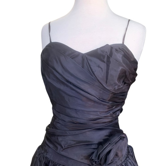 Vintage Steppin’ Out black ruched bodice  with puffy skirt  mini dress size 7 - Picture 3 of 7